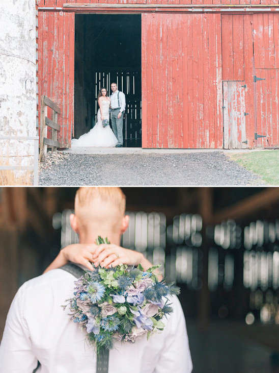 Rustic barn wedding with a couple in love