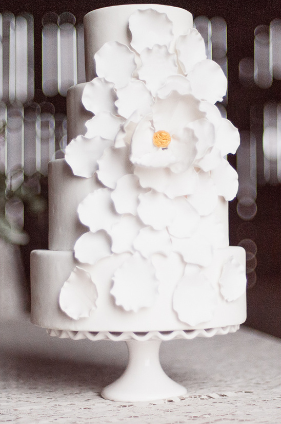 white cascading petal wedding cake