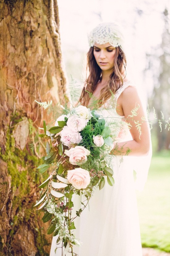 loose cascading rose and greenery bouquet