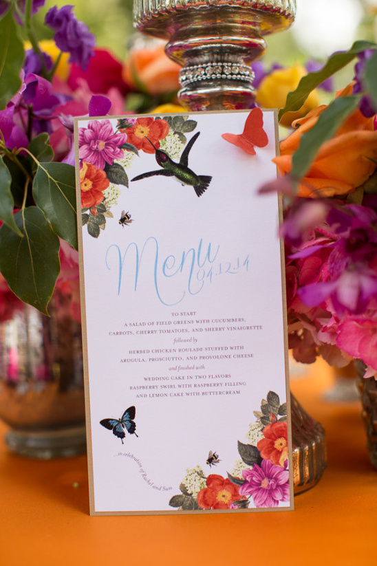 nature inspired bright wedding menu