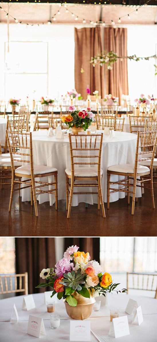 gold and floral filled reception