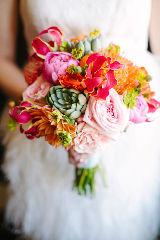 bright and bold wedding bouquet
