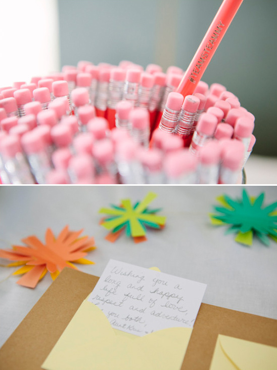 cute custom wedding pencils for guests to leave love notes with