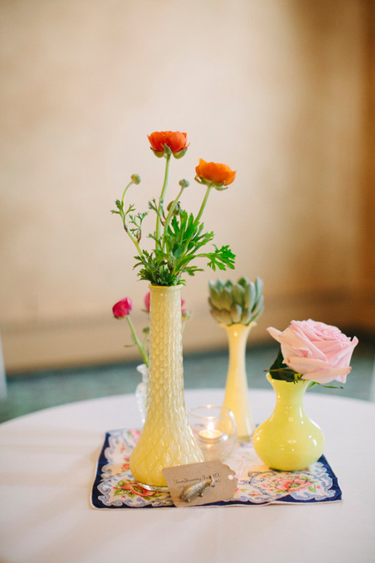 tiny yellow vases