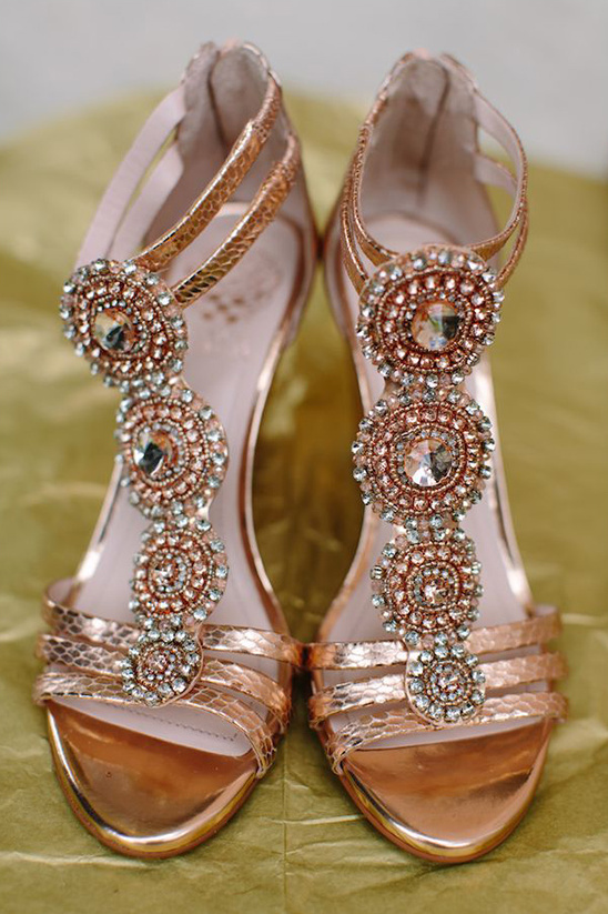 gold bejeweled wedding shoes