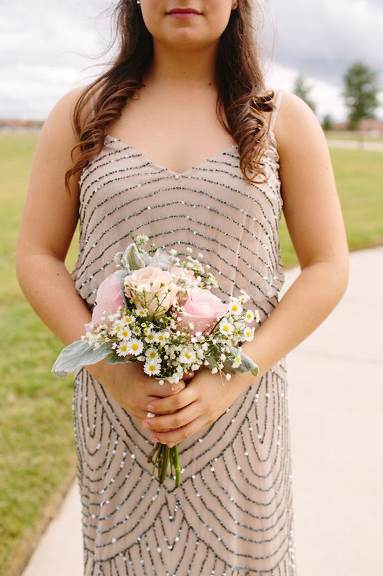 maid of honor dress and bouquet