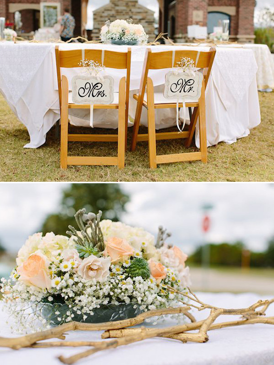 sweetheart table with chair signs