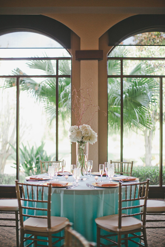 mint and peach reception