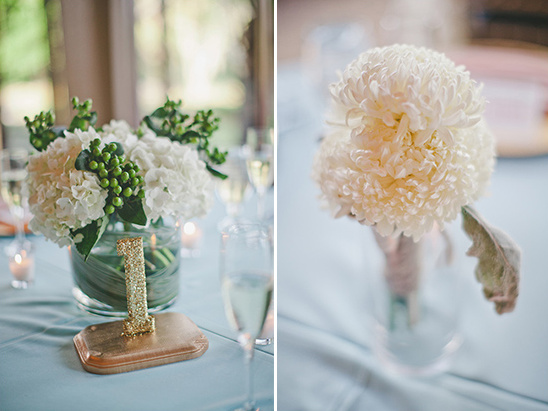 white and green berry floral centerpieces