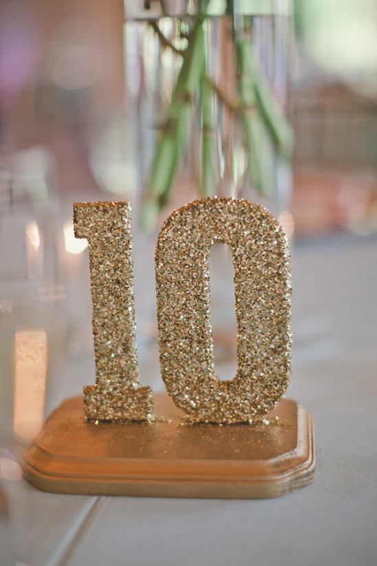 glitter and mount your table numbers