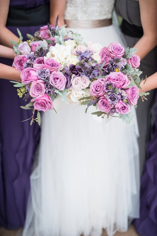 purple bridal party bouquets