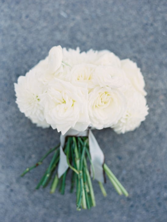 all white wedding bouquet by Kae + Ales