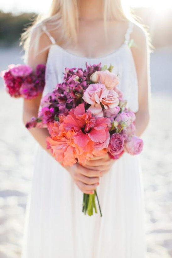 rainbow hibiscus wedding bouquet