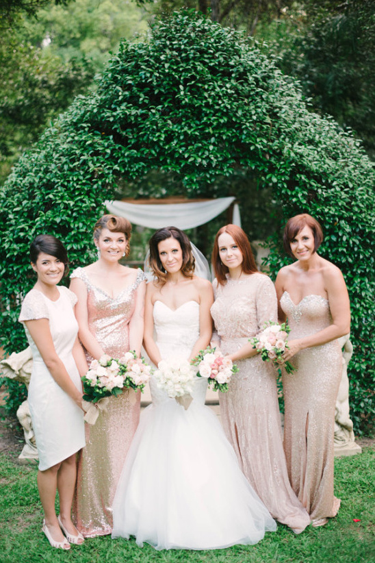 champagne colroed bridesmaids