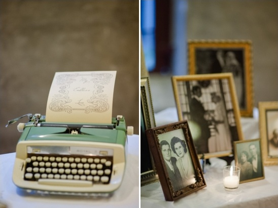 antique type writter and family photos
