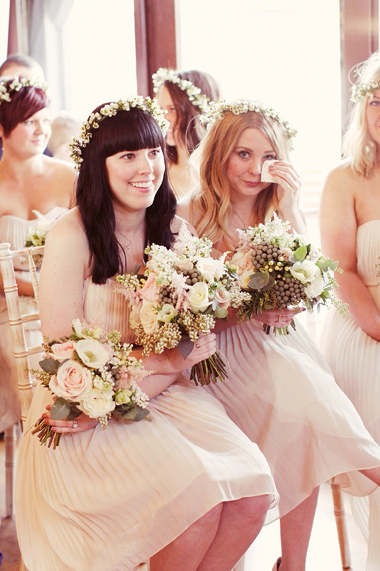teary eyed bridesmaids