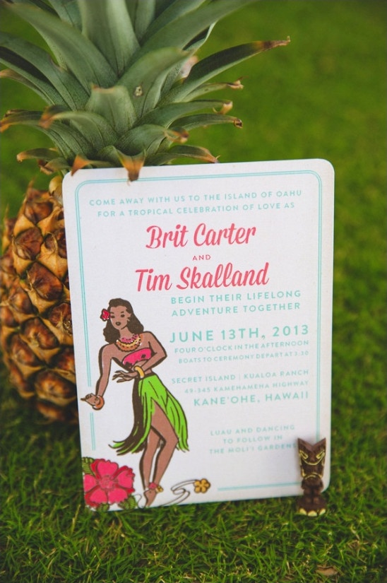 vintage hawaiian themed wedding invites