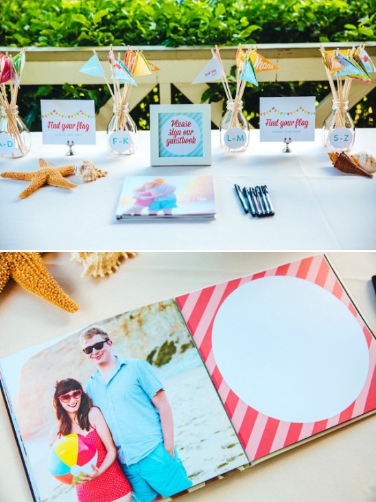 guestbook table and escort card flags