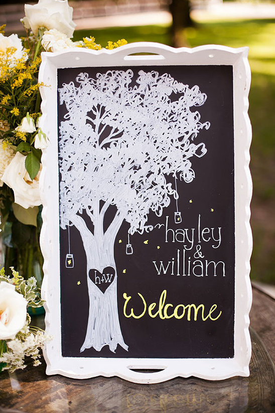 wedding tree welcome chalkboard sign
