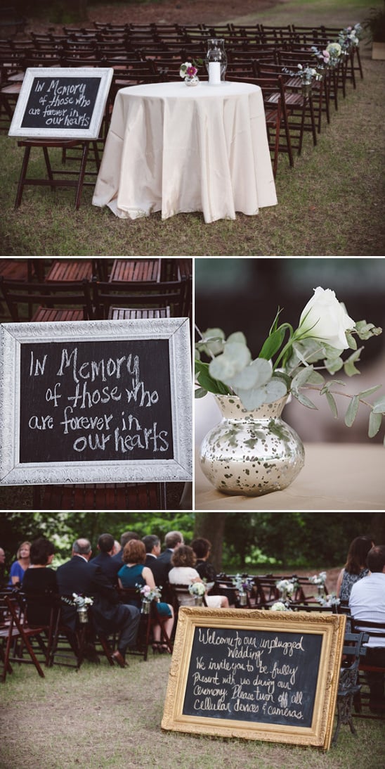 unplugged wedding sign and memorial sign