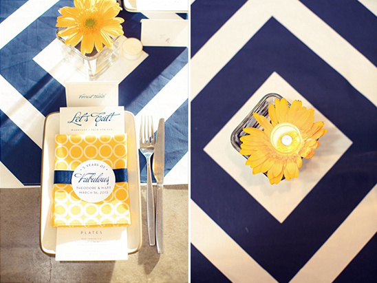 yellow navy place settings