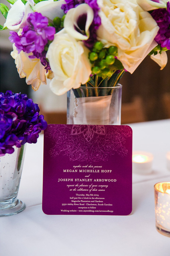 royal purple wedding invite