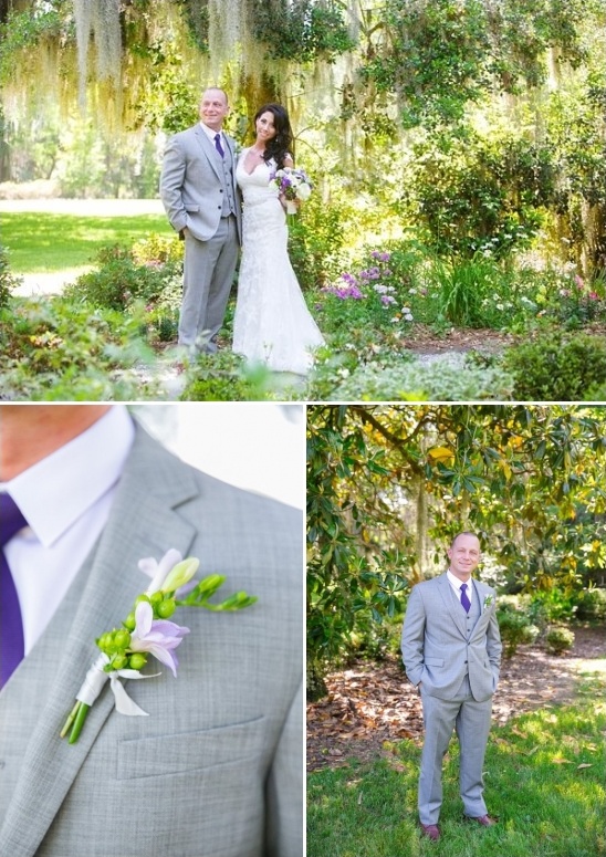 purple and green boutonniere