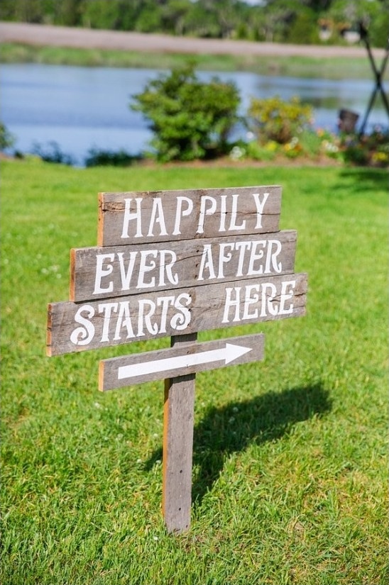 happily ever after starts here wedding sign