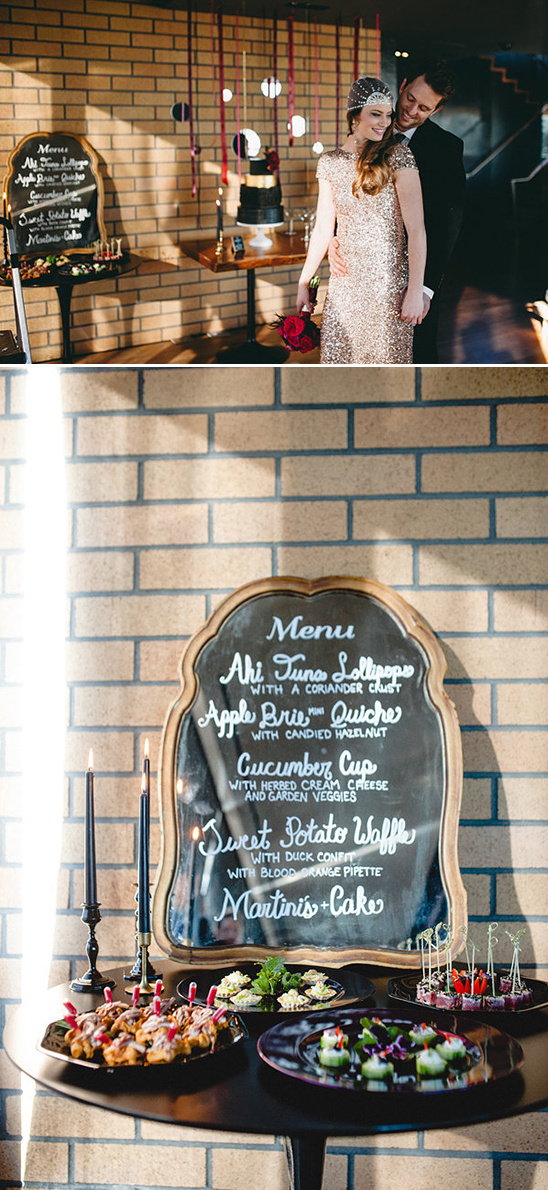 wedding menu written on a mirror