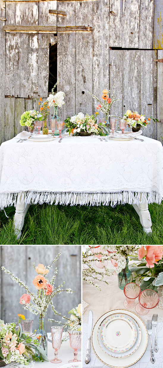 fresh bright spring floral tablescape