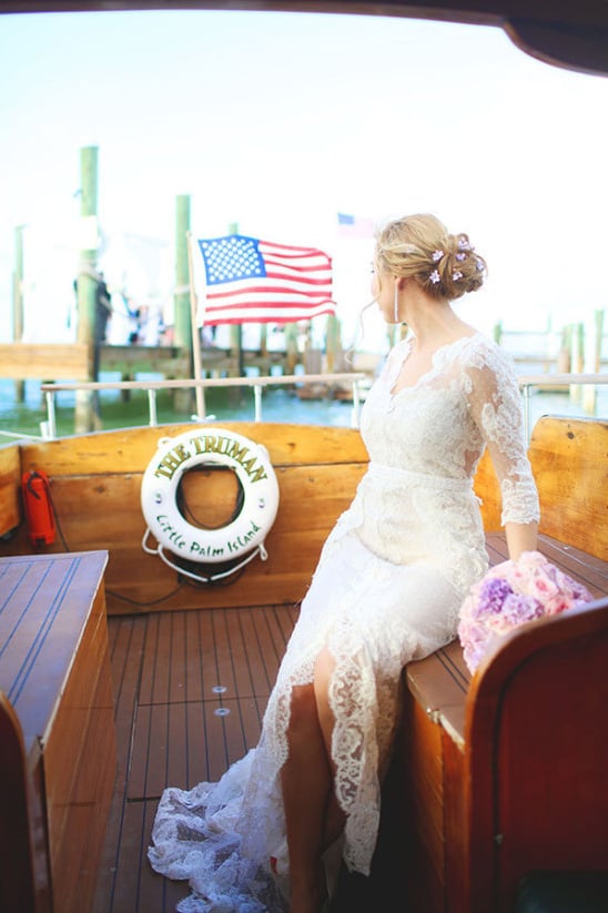 arrive to your wedding on a boat