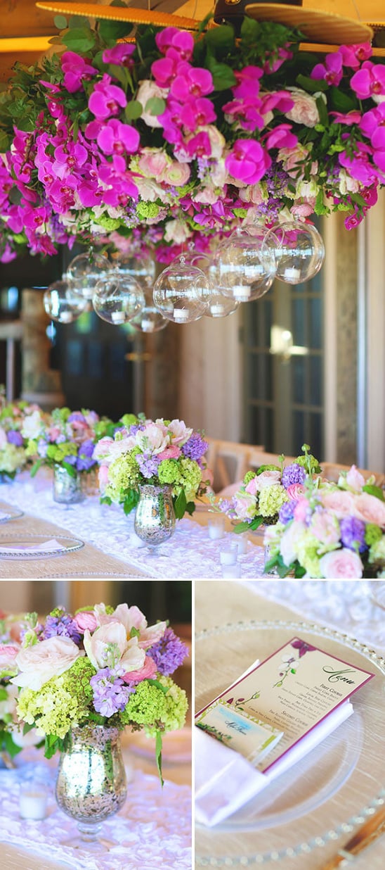 pink and purple wedding isalnd recption