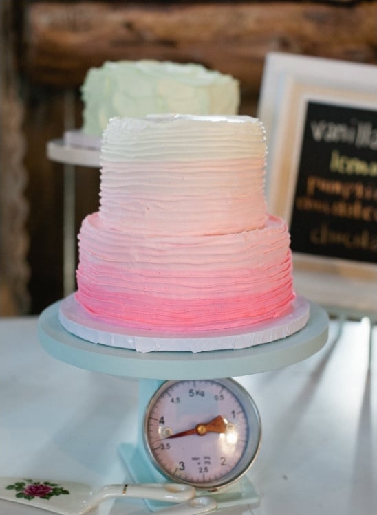 pink ombre ruffle cake