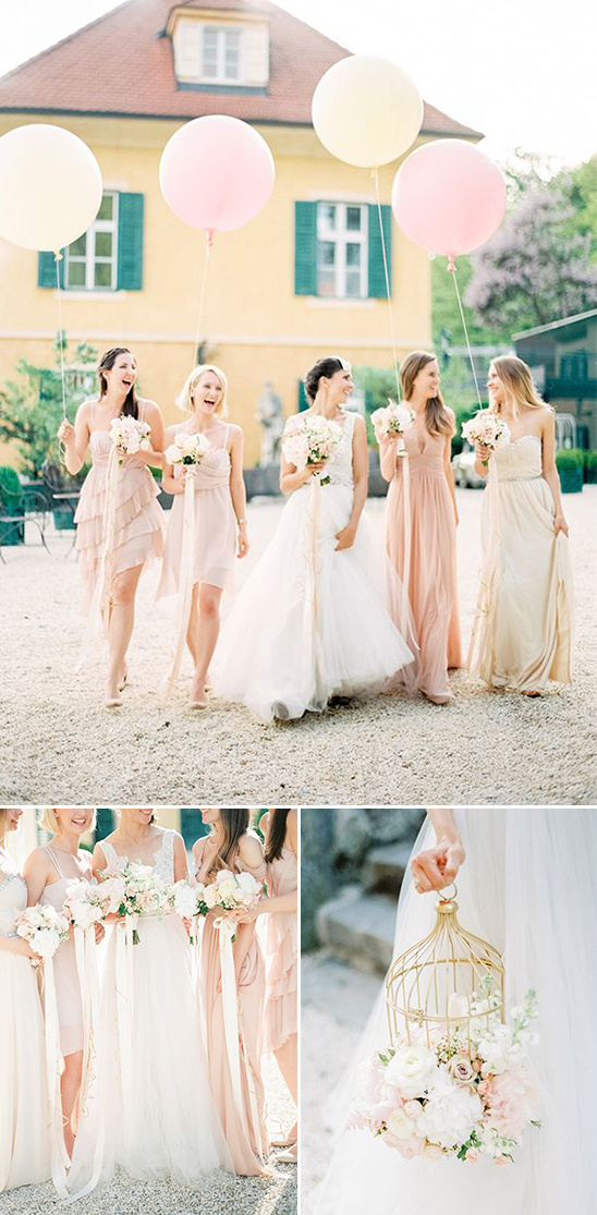 peach and pink bridesmaids dresses