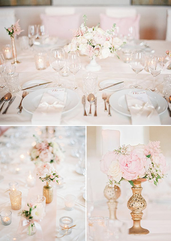 pink and ivory floral arrangements