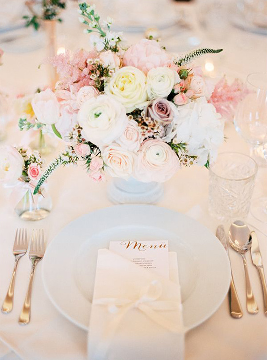 pink yellow and white centerpiece