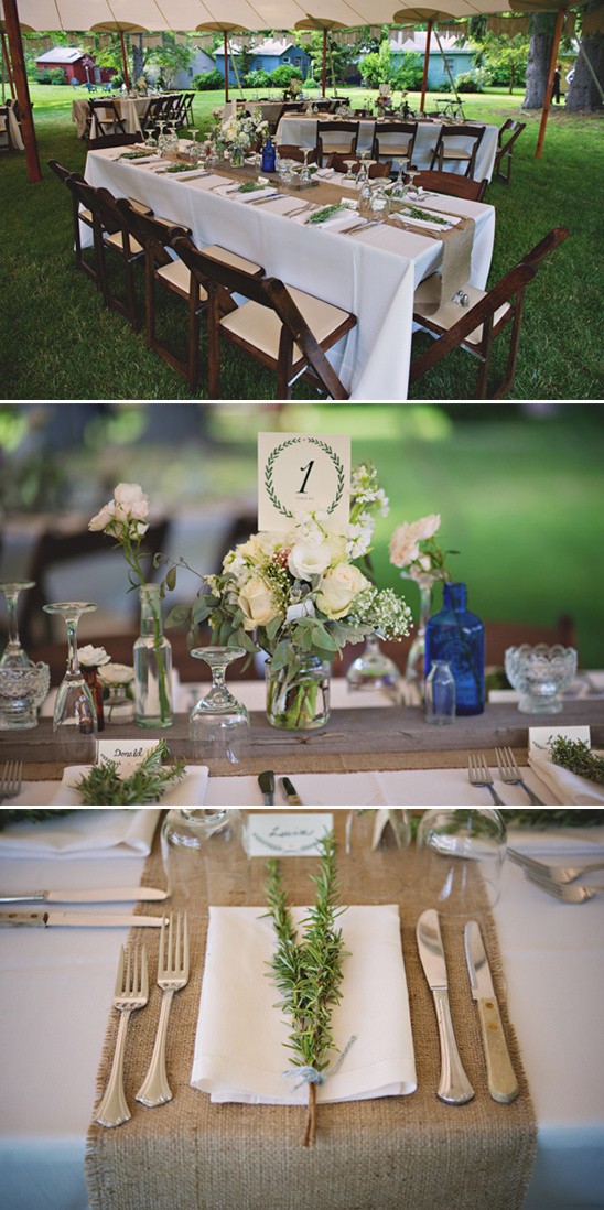 simple and clean burlap reception
