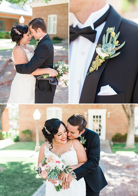 cute couple with succulent boutonniere