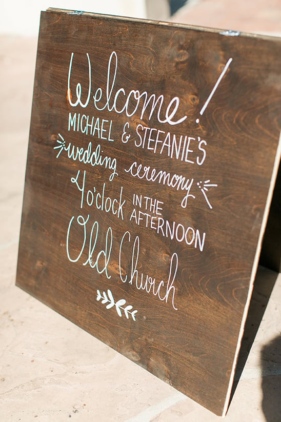 wooden welcome wedding sign