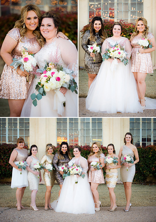 assorted glittery bridesmaid dresses