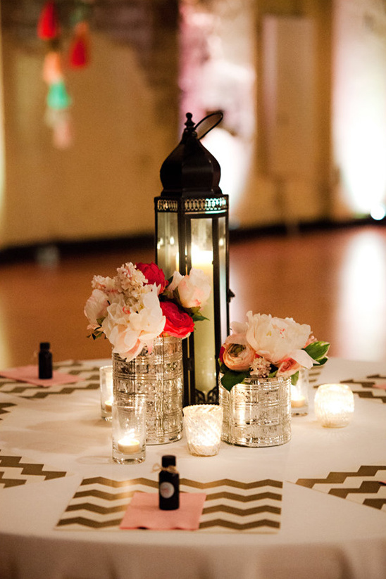 lantern and votive lit reception tables