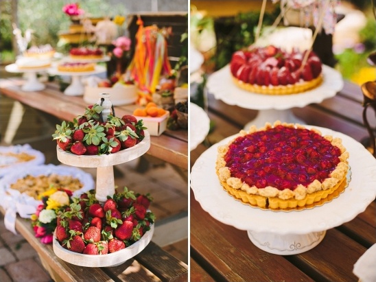 Strawberry tarts and desserts at outdoor event