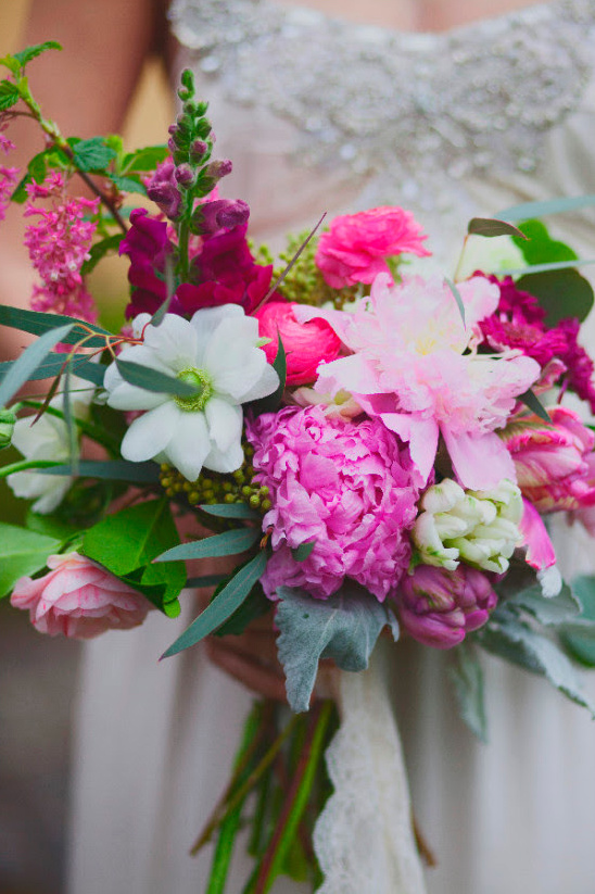 Stunning pink and white wedding bouquet