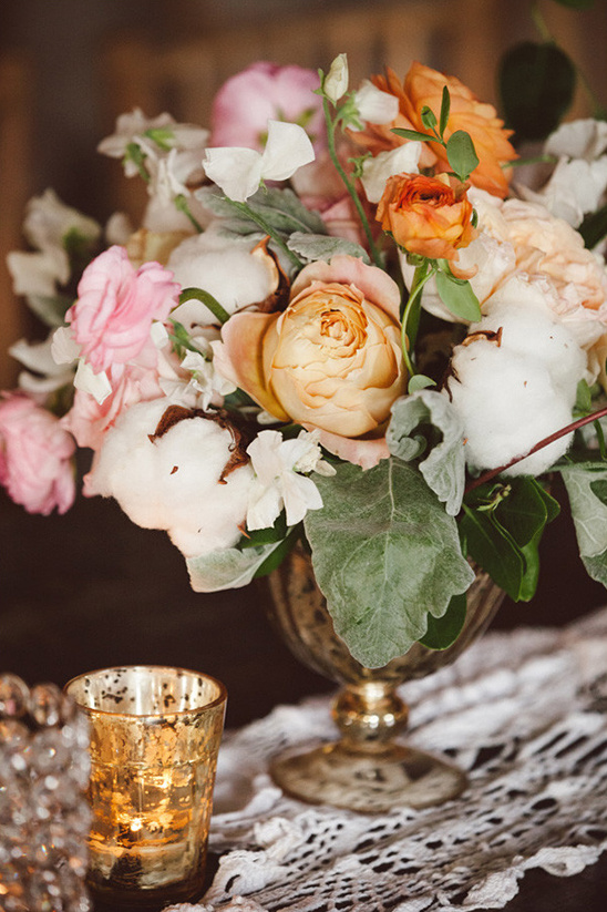 rose and cotton centerpiece