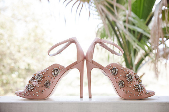 bedazzled pink wedding shoes