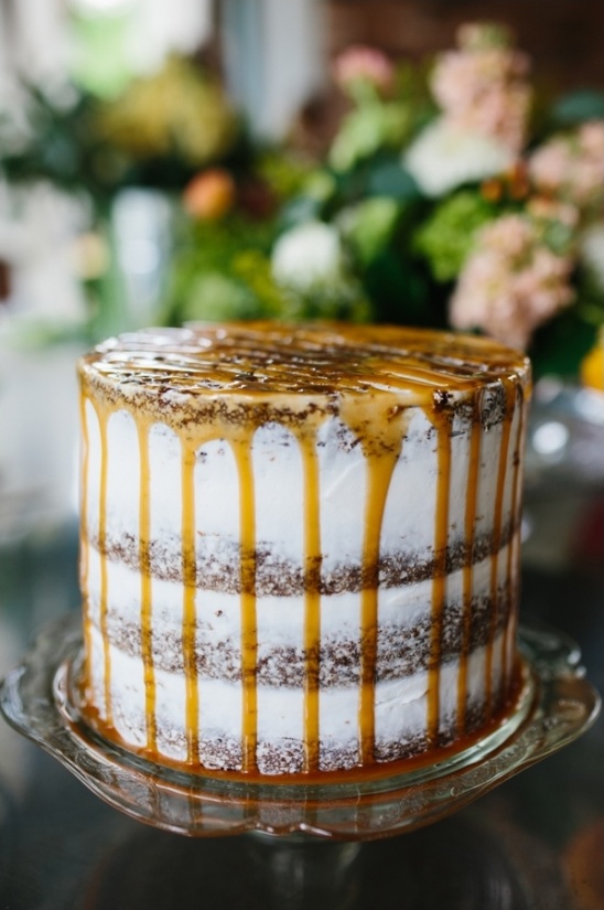caramel dripped cake made by friends and family