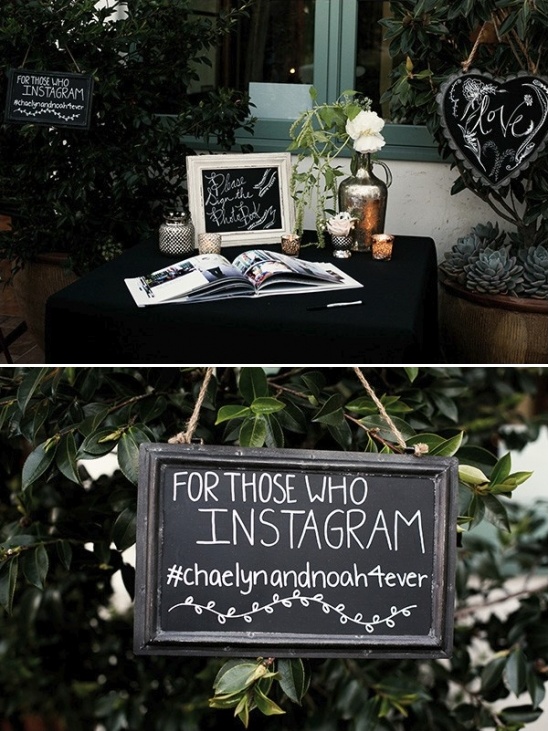 welcome table and instagram sign
