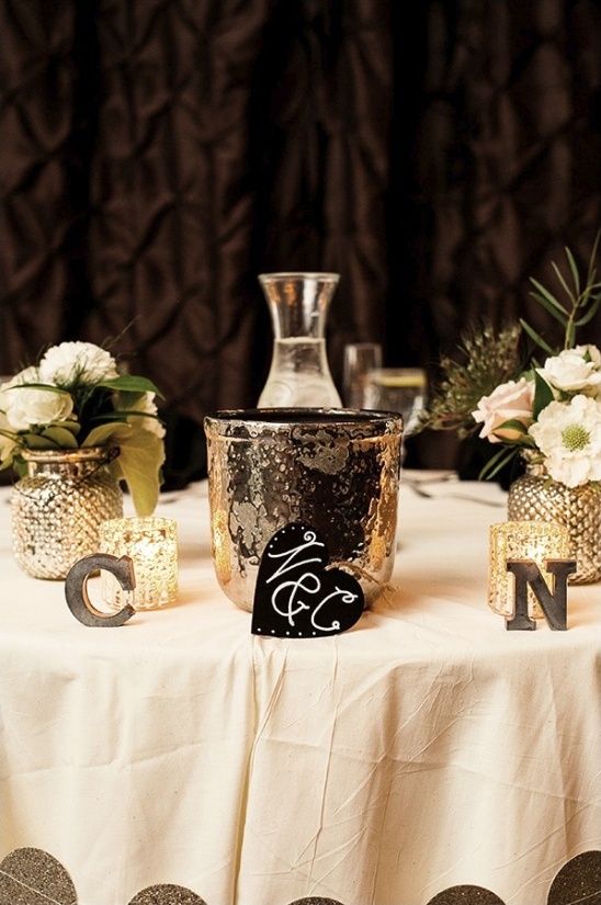 sweetheart table with champagne bucket