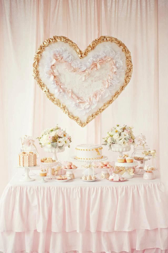 pink and gold dessert table