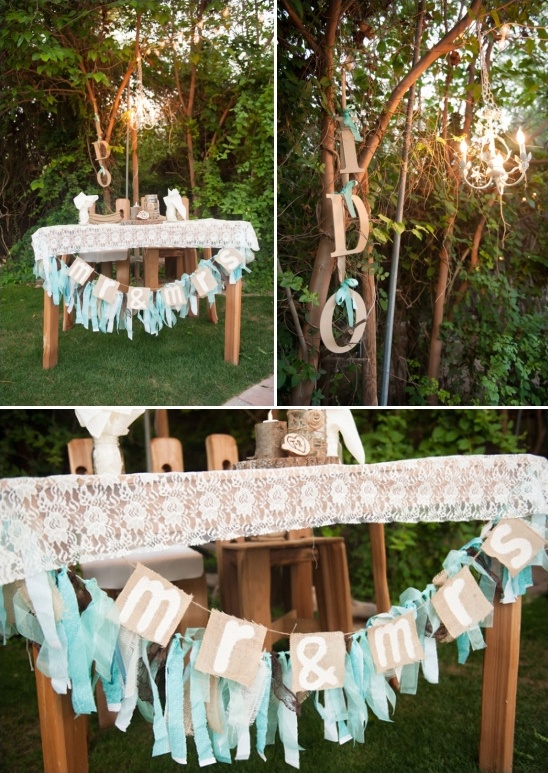 sweetheart table with fun i ido sign and mr and mrs bunting